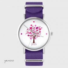 Zegarek - Drzewko miłości - fioletowy, nylonowy