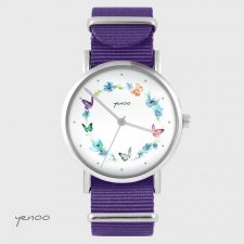 Zegarek - Kolorowy wianek - fioletowy, nylonowy