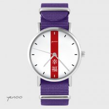 Zegarek - Szczęście - fioletowy, nylonowy