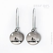 Star Girl Classic Rower- długie kolczyki dark silver