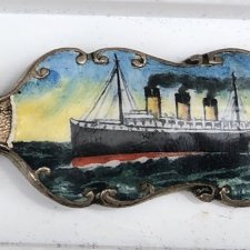 R.M.S. MAJESTIC SILVER SPOON - unikatowa srebrna z emaliowanym wizerunkiem statku pasażerskiego MAJESTIC / 1922 - 1936 /