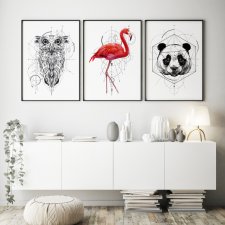 Zestaw 3 plakatów zwierzęta geometria format 50x70 cm