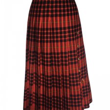 (Autentyczny vintage) Czerwona spódnica plisowana w szkocką kratę