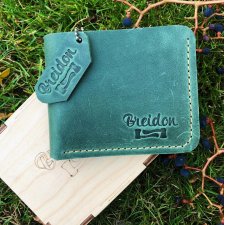 Skórzany portfel Optimal. Handmade. Zielony, ostatnia szt.