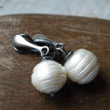 białe perły  - klipsy