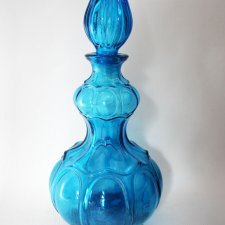 Szkło Vintage Sky or Royal Blue Rossini Glass Bottle Empoli Italy.