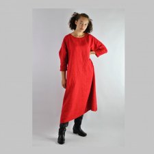 Sukienka lniana - czerwona - Nr.66
