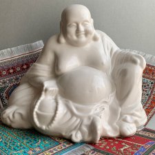 Laughing Buddha White Porcelain ❀ڿڰۣ❀ Jakościowa figurka porcelanowa ❀ڿڰۣ❀ Budda