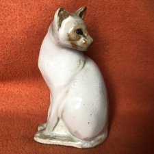 Duża ceramiczna artystyczna ręcznie szkliwiona kocia figurka