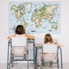 Mapa Świata dla dzieci naklejki na ścianę XXXL