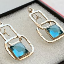 Aquamarine Earrings Sterling Silver ❀ڿڰۣ❀ Modernistyczne kolczyki