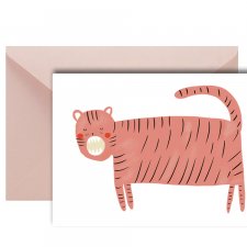 kartka okolicznościowa różowy tygrys