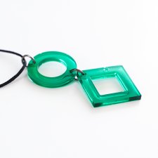 Geometryczny zielony wisiorek koło i kwadrat z żywicy epoksydowej 4,7 cm