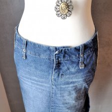 Jeansowa spódnica rozporki strass y2k S