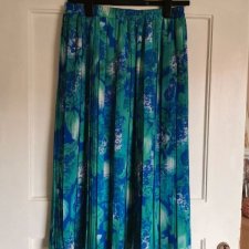 piękna niebieska spódnica w kwiaty vintage oryginalna retro