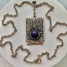 Vintage Norway Lapis Lazuli Pewter Necklace ❤ Modernistyczny naszyjnik, lata 60/70-te. XXw. ❤