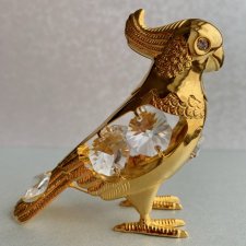 Austrian Crystal 24 K Gold Plated ❀ڿڰۣ❀ MASCOT INC. U.S.A.❀ڿڰۣ❀ Elegancka figurka papugi