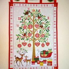 Kalendarz adwentowy-jelonki, drzewko, prezenty