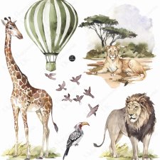 Sawanna Afryka lew, żyrafa, balon rozm. XL
