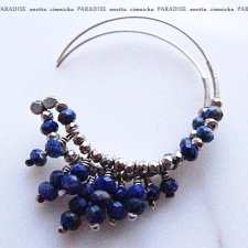 SREBRO Kolczyki, fasetowane lapisy lazuli
