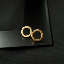 Kolczyki sztyfty minimalistyczne koła złocone - 10 mm