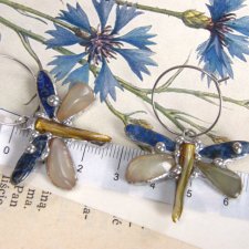 Kolczyki: Ważki z lapisem lazuli i jadeitem