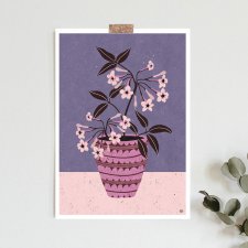 Różowe kwiatki, ilustracja, plakat, kwiaty A3 lub 30x40 cm