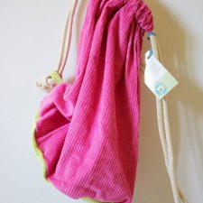 Plecak 100% bawełna, worek na plecy Neon Róż.