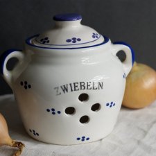 Porcelanowy pojemnik na cebulę lub czosnek, pojemnik kuchenny