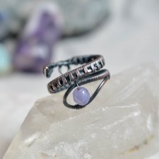 Lawendowo - pierścionek spiralny z miedzi