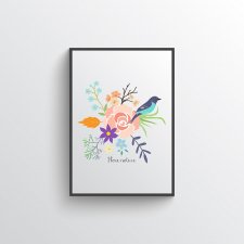 plakat. kwiaty i ptaki (format A3)