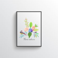 plakat. kwiaty i ptaki (format A3)