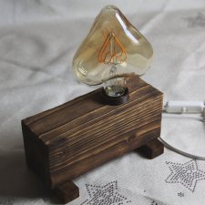 Lampka drewniana nocna handmade, lampa stołowa z drewna
