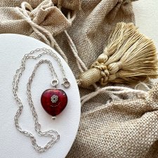 Murano Glass Red Heart, silver 925 ❀ڿڰۣ❀ Necklace Made in Italy ❀ڿڰۣ❀ Naszyjnik ❀ڿڰۣ❀ Ręczna praca