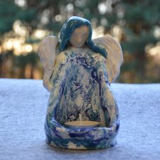 Anioł ceramiczny świecznik RĘCZNIE WYKONANY