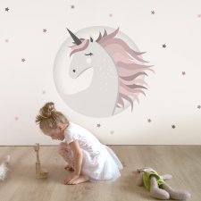 Jednorożec NAKLEJKA ŚCIENNA - S - Dekoracja pokój dziecka Fototapeta dla dziewczynki Wystrój Magiczny Koń