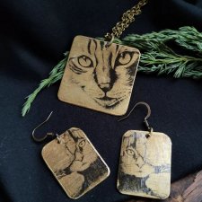 Stylowy mosiężny zestaw biżuterii "Słodkie koty" . Ekskluzywne ręcznie robione. Dla tych, którzy chcą być oryginalni.