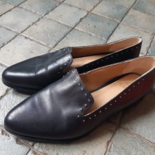 AND/OR shoes 38 skóra naturalna półbuty lordsy Andor czarne z nitami