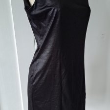 Czarna sukienka handmade, jak skóra, rozmiar M