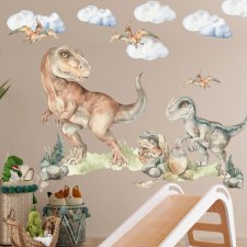 Triceratops, Velociraptor Dino World - Naklejka na ścianę L