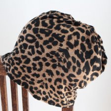 cienka czapka BEANIE handmade leopard print