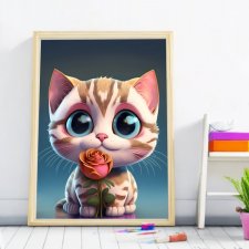 Plakat Kot z różą