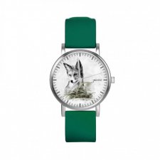 Zegarek mały - Lis - silikonowy, zielony