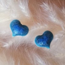 WYJĄTKOWE SERCA SZTYFTY BŁĘKITNE KOLCZYKI CERAMICZNE niebieska biżuteria idealna na prezent dla kobiety GAIA-CERAMIKA