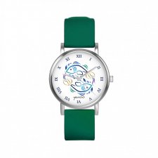 Zegarek mały - Ryby - silikonowy, zielony