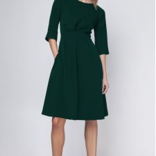 Zielona sukienka z rozkloszowanym dołem, SUK122