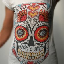 Santa Muerte, czaszka, bluzka z krótkim rękawem, T-shirt, Favori, S 36, bawełna