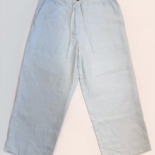 Lniane spodnie rybaczki 3/4, H&M, 34 XS, len, jasny błękit