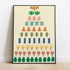 Plakat 42 x 59,4 cm Plakat edukacyjny liczby drzewa (wersja kolorowa)
