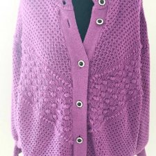 Fioletowy Liliowy kardigan Sweter Vintage długi